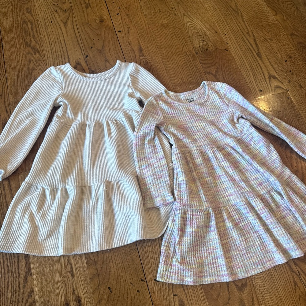Cat & Jack Kids' Long Sleeve Dress Set - Cream and Pastel Multicolor